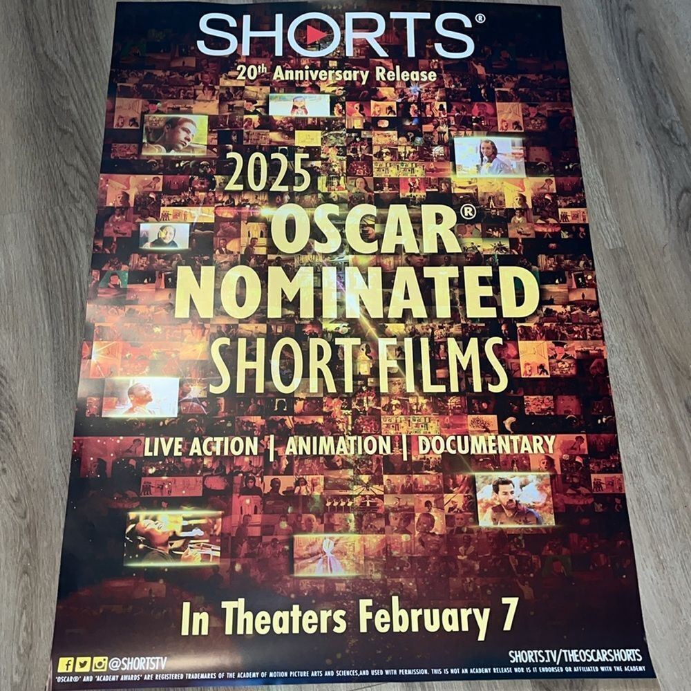 Oscar Nominated Shorts film theatre promotional 27x 39” big Movie Poster 2025